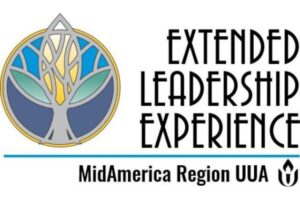 Stylized chalice as a tree logo. Reads Extended Leadership Experience MidAmerica Region UUA.