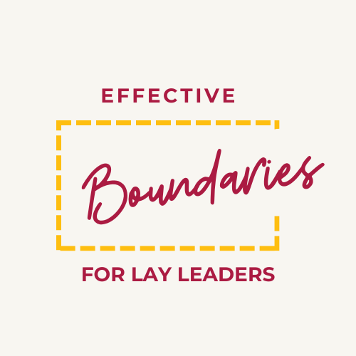 Effective Boundaries for Lay Leaders Logo, with maroon lettering and the word 'boundaries' within a dotted yellow line box