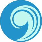 a swirl of two shades of blue in a circle